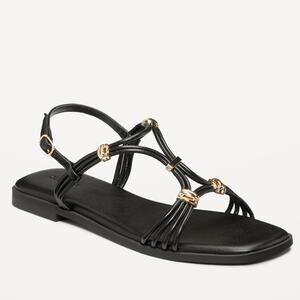 Old Navy black Faux-Leather Strappy Hardware Sandals